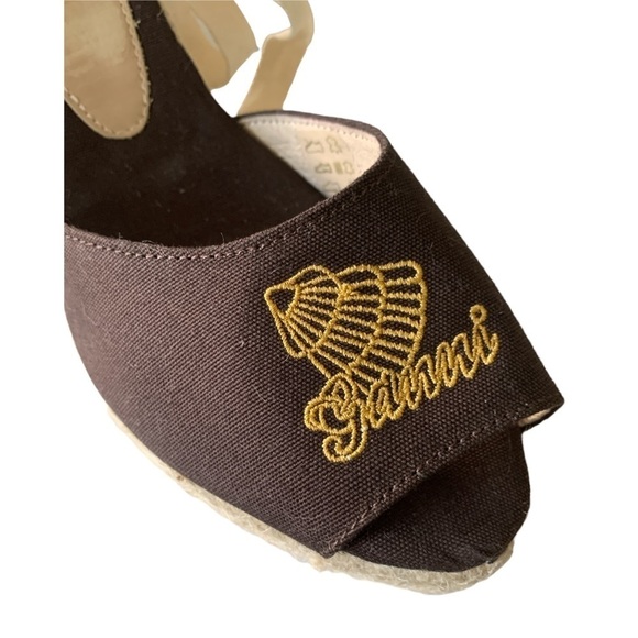 𝅺nwt Ganni Lace-up Jute Wedge Espadrilles in Bitter Chocolate - Picture 5 of 8